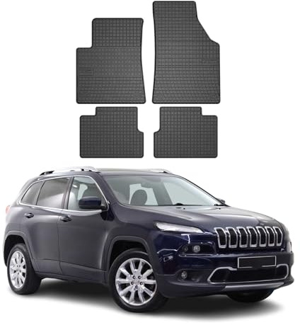 OMAC Fußmatten für Jeep Cherokee KL 2013-2018 Gummi 4X Schwarz | Automatten, Gummimatten, Allwetter, Antirutsch, fahrzeugspezifisches Produkt, wasserdicht