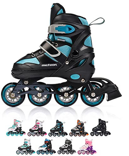 Patins à roulettes réglables pour enfants jouvenes et adolescents femme et homme Patins à ligne avec ABEC7 - Doublure intérieure - Taille réglable (L, ROX Turquoise)
