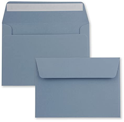 200x Briefumschläge Grau-Blau DIN C6 Format 11,4 x 16,2 cm - Haftklebung - Kuverts ohne Fenster - Weihnachten, Grußkarten & Einladungen - Für A6 & A4 Papier