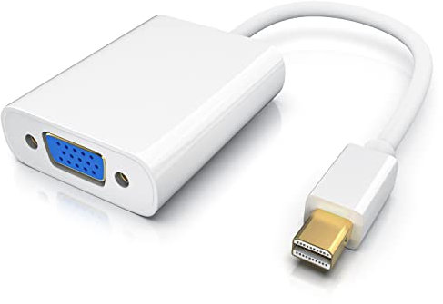 CSL - Full HD Mini DisplayPort auf VGA Adapter mit Audioübertragung - 3,5mm Stereo Klinkenbuchse + microUSB-Buchse – kompatibel mit MacBook/Pro/Air/iMac/Mini - Monitor Beamer - Weiß