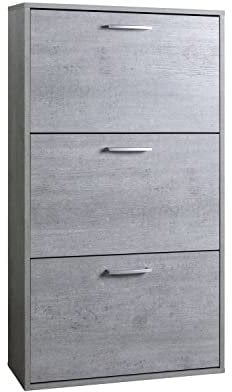 COMPOSAD | Scarpiera della Linea FLOW con 3 Ante, Doppia Profondità, Scarpiera Salvaspazio, Scapiera Ingresso, (LxAxP) 65x119x25 cm, Colore Grigio Cemento, Made in Italy
