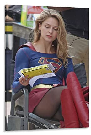 Shenywell Bilder Wohnzimmer Modern Melissa Benoist Supergirl Hot Actress Poster Leinwand Wandkunst Zimmerbilder für Schlafzimmer Geschenke Dekor 50x70cm Kein Rahmen