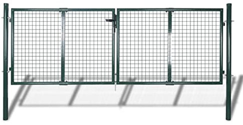 Tidyard Metall Gartentor 306 x 125 cm mit 3 Schlüssel | Gartentür Zauntür Hoftor Gartenpforte | Gartenzaun Tür aus verzinktem Stahl Grün