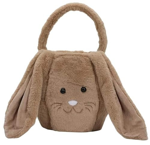NRVTRE Niedliche Ostereier-Korb-Plüsch-Häschen-Ostereimer mit Langen Ohren Jungen-Mädchen-Ostereier-Jagd-Taschen-Kind-Ostern-Einkaufstaschen