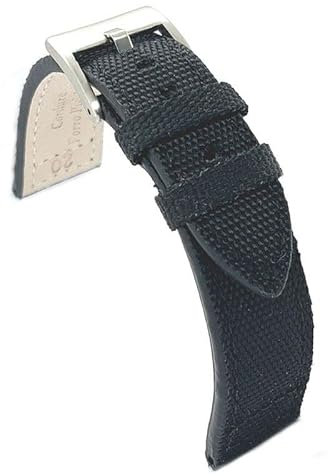 diloy Uhrenrmband aus Rindsleder und Kevlar-Stoff 18mm 20mm 22mm 24mm Ref 416 Schwarz 18mm.