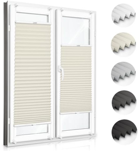 Zero Home - Premium Plissee ohne Bohren I Plissees für Fenster und Türen I Beige I Blickdicht & Lichtdurchlässig Rollos I Hergestellt in der EU I Klemmfix Montage I 50x140 cm