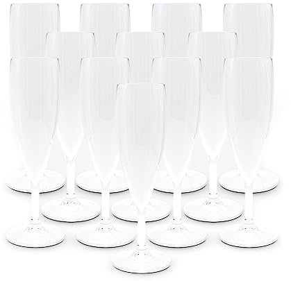 DOJA Barcelona | Flûte Champagne 160 ml | Lot 12 | Coupe Plastique | 195X68X2mm | Polycarbonate Transparent | Verre Réutilisable | pour Vaisselle, Arts de la Table, Vin