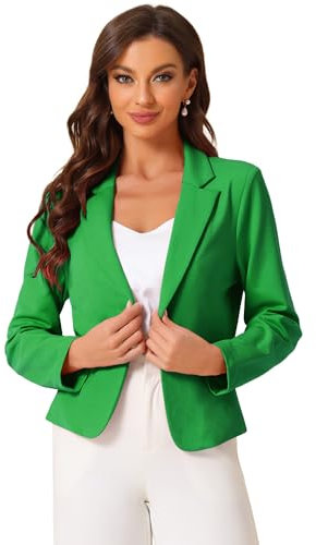 Allegra K Giacca da Donna Elegante Dressy Blazer con Apertura Anteriore Giacche Corta da Ufficio per Il Lavoro Erba Verde M