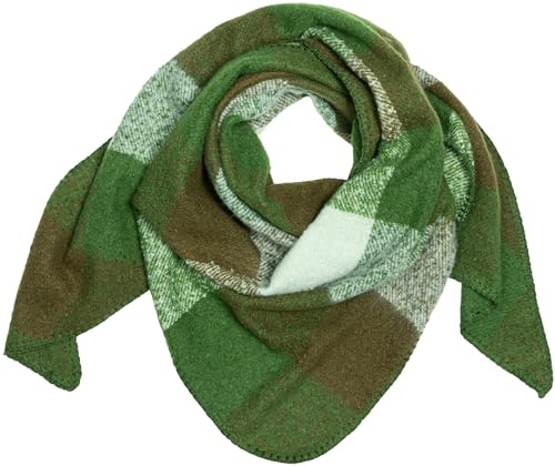 Caspar SC526 Damen mitteldicker XXL Winter Schal Dreieckstuch mit gewebtem Block Muster, Farbe:grün, Mode Größe:One Size