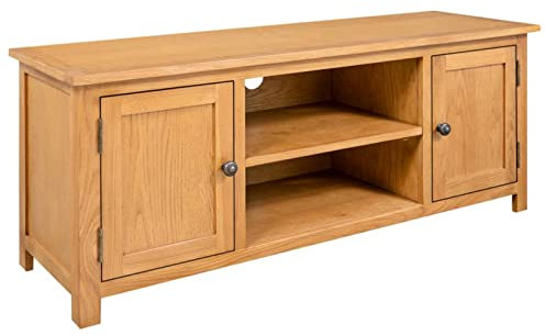 ARKEM TV-Schrank 110x35x44 cm Massivholz Eiche Lowboard Holz Fernseher Kommode