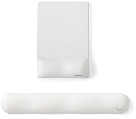 UnivoColors Design-Wave Set mit Tastatur-Handgelenkauflage und Mauspad, künstliches Schaffell + Memory-Schaum + ergonomisch + rutschfestes Gel, Widerstandsfähigkeit bei der Arbeit und beim Spielen