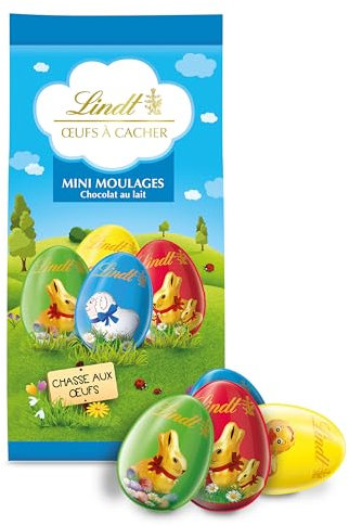 Lindt - Sachet de Mini-Moulages ŒUFS A CACHER - Chocolat au Lait - Idéal pour Pâques, 120g