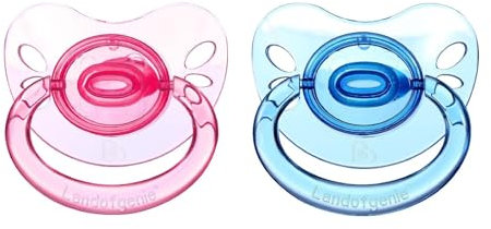 Landofgenie Schnuller Erwachsenengröße Transparentes Schmetterlingsmodell Großes Saugerschild 2 Paci Pack - Blau und Rosa