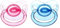 Landofgenie Schnuller Erwachsenengröße Transparentes Schmetterlingsmodell Großes Saugerschild 2 Paci Pack - Blau und Rosa