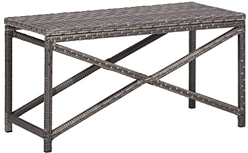 QJBSAVVA Gartenbank, Hocker Holz Bierbank Saunabank Blumenhocker Geeignet für Küche Wohnzimmer Schlafzimmer Garten 80 cm Poly Rattan Grau