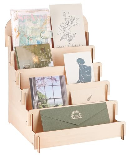 PH PandaHall Kartenständer mit 5 Ebenen, Postkartenständer aus Holz, tragbar, Postkartenhalter für Fotokarten, Verkäufer, Verkaufstheke, Grußkarten