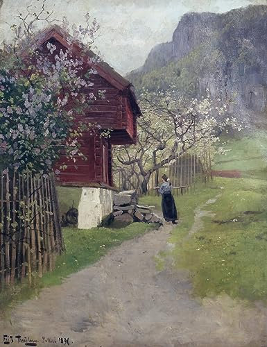 PTLYE Painting Reproduktion Leinwand Wandbild Leinwand Poster Aus Asker Von Fritz Thaulow für Zuhause 60x90cm