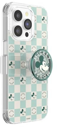 PopSockets iPhone 14 Pro Case with Phone Grip and Slide Compatible with MagSafe, Phone Case for iPhone 14 Pro, Wireless Charging Compatible, Disney - Mickey Mouse Classic Check