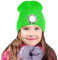 SPGOOD Wiederaufladbare mütze mit LED licht für Kinder, für Jungen und Mädchen, abnehmbare und waschbare warme beleuchtete mütze mit Lampe für den Winter im Freien(Fluoreszierendes Grün)