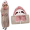 Yuragim Faultier Decke mit Ärmeln und Kapuze, Faultierdecke Flanell Fleece Kuscheldecke Flauschig Süße Blanket Hoodie Tragbare Decke zum Anziehen Faultier Geschenk für Frauen Mädchen zum Valentinstag
