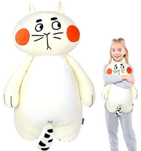 DBPBToU Katze Kuscheltier 60cm Plüschtier Kissen für Kinder Cute Seitenschläferkissen Cat Plushie (Melone Essende Katze)
