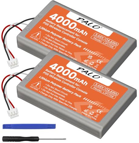 PS5 Controller Akku 4000mAh - 3.65V/14.6Wh Lithium Wiederaufladbare Hohe Kapazität Akku für LIP1708, PS5 Dual Sense, CFI-ZCT1W, CFI-ZCT1J Wireless Controller (2Pcs)