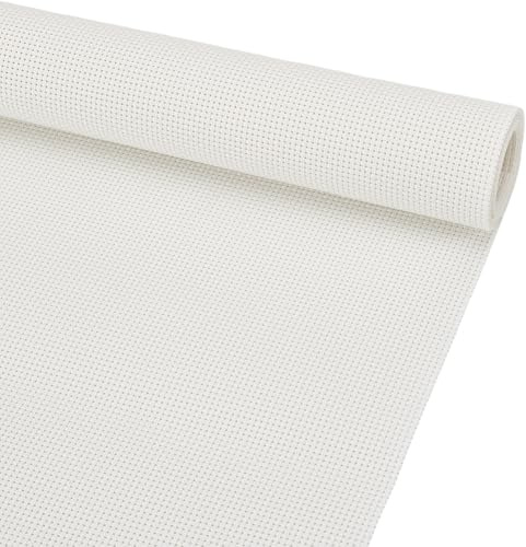 BENECREAT 14CT Kunststoff-Kreuzstich-Stoff, 100x30cm Weißer Kreuzstich Vinyl Aida Stoff für Handwerk Stickerei, handgemachte Nadelarbeit, DIY Basteln, 1mm Dick