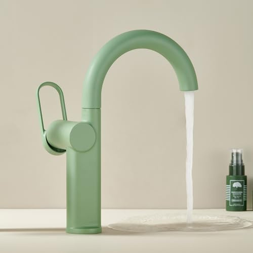MocArt Waschtischarmaturen Bad, 360° Drehbar, Mischbatterie Waschbecken Wassersparend, Einhand Waschtischarmatur, für Gäste WC, Badezimmer (Niedrig, Grün)