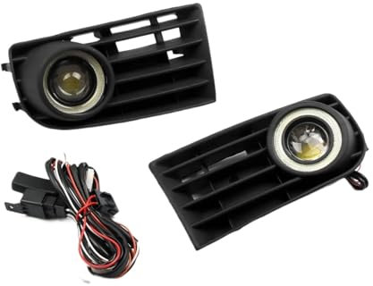 DACOLWZING Compatible con VW -Golf 5 MK5 Rabbit 2003-2009 Rejillas Delanteras Angel Eyes Luces antiniebla Lámparas
