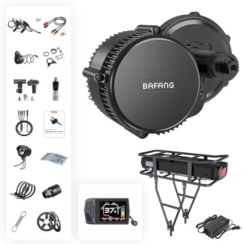 Bafang 48V 750W Moteur Central avec Batterie VoltzX 48V 20Ah, écran LCD EKD01 et Plateau de pédalier 44T, Kit de Conversion de vélo électrique BBS02 BBS02B pour pédalier de 68 à 73 mm