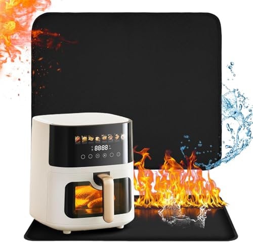 Heat Resistant Mat for Air Fryer, 38 x 46CM Heat Resistant Mat for Countertop, Fireproof Silicone Mats, Kitchen Heat Protector Mat for Air Fryer, Coffee Maker, Toaster, Oven, Microwave