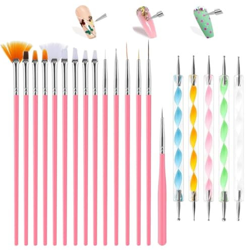 Nail Art Brushes Set, 20pcs Nail Art Brushes, Tools, Nail Pen designing Dotting, Nail Pen Designer Nail Art Painting Kit for Diy & Professional Use