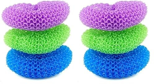 D.RECT Lot de 6 Grattoirs en Plastique | Parfait pour Nettoyer Les Casseroles | pour L'élimination des Saletés Tenaces | sans Rayures | Multicolore