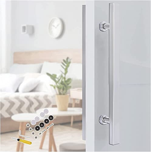 ZAVAQES Schiebetürgriff für Scheunentore, Schlafzimmer-Vordertürgriff, Moderne doppelseitige/Leitertorgriffe in H-Form, für Zimmertüren aus Glas/Holz (Farbe: Silber, Größe: lang 60 cm)