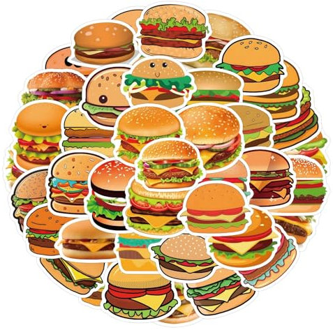 Der Hamburger Aufkleber 50 Stücke Niedlich Deko für Auto Laptop Skateboard Fahrrad Moped Motorrad Fahrrad Computer,Geeignet für Erwachsene Kinder Hamburg Sticker Set