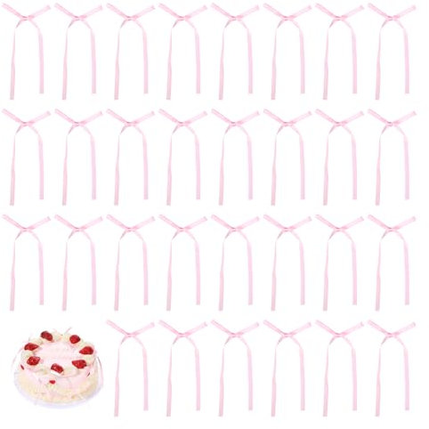 30 Stück Cupcake-Topper mit Schleifen, Cupcake Picker, Rosa Vintage Geburtstagsschleife, Party-Dekoration für Wand, Brautparty, Babyparty, Hochzeitsdekoration