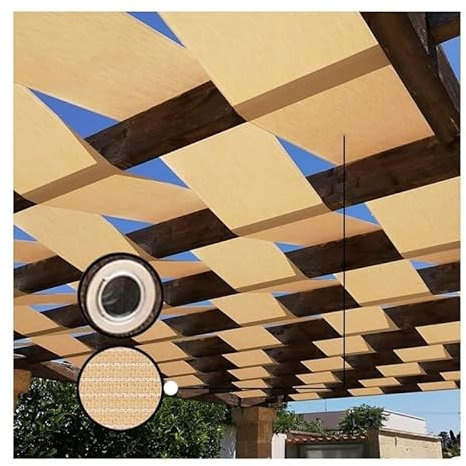Tenda parasole in tessuto beige per giardino, protezione UV con occhielli, facile da installare, decorazione durevole per pergola, fascia ombreggiante traspirante