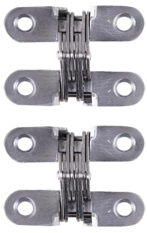 Paquete de 2 bisagras plegables ocultas, bisagras ocultas de puerta plegable de 180 grados, aleación de zinc, soporte de puerta cruzada para armario, pantalla de armario (45 mm)