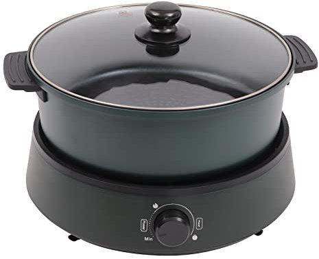 Multi Functional Electric Hot Pot 1350W 220V 4L Multifunctional Stockpot Non-Stick Infinite Temperature Control 180-280℃ Electric Hot Pot Cooker For Families, Kitchens, Hotels (Green)