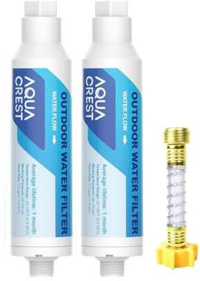 AQUA CREST Inline Water Filter, Dedicated for Car Washing, Window & Yard Cleaning, Effectively Reduce Hard Water Spots, Soften Water, Upgraded Formula, 2 Pack with Hose Protector
