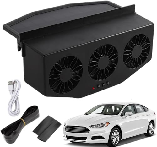 Generico Ventilateur De Voiture Énergie Solaire - Dispositif De Ventilation Véhicule | Ventilateur De Voiture Rechargeable USB 1200mAh Purificateur D'air Pour Sedan Camion
