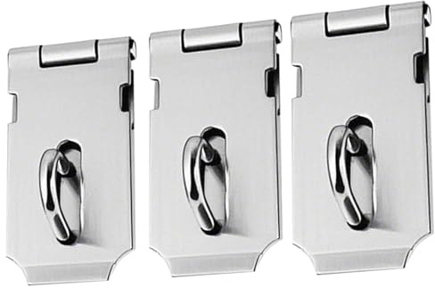 3 Pcs 2 Inch Hasp and Staple, Door Padlock Hasp, Rust Resistant Stainless Steel Padlock Hasp and Staple Locking,Internal External Door （Silver）