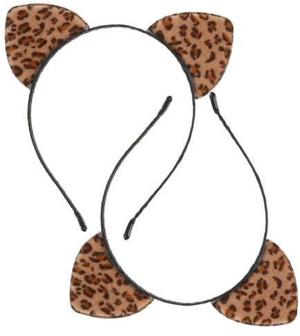 CIYODO Katzenohren Haarband 2 Stück Mit Leopardenprint Leichtes Design Für Geburtstagsfeiern Und Cosplay Damen Party Haarreif