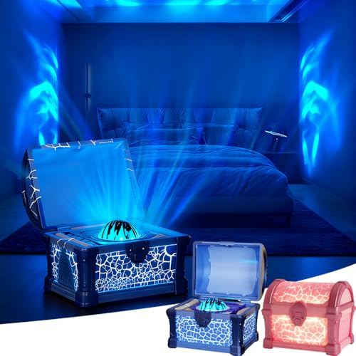 LED Sternenhimmel Projektor Galaxy Projektor Schatztruhe Sternenprojektor 8 Wechselmodi, 5 Helligkeits, mit Timer & Fernbedienung, Schatzkiste Nachtlicht Geschenke für Kinder und Erwachsene