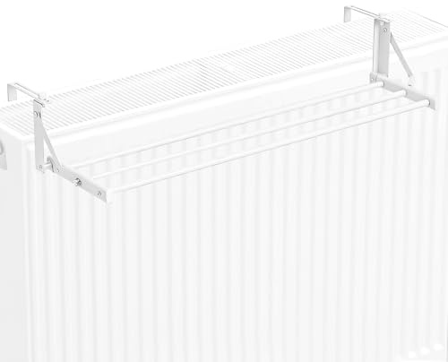 Recitem Porte-serviettes radiateur, blanc, porte-serviettes chauffant, porte-serviettes pour radiateur sans perçage, étendoir à linge radiateur, sèche-linge, distance murale réglable : 0 à 12,5 cm (B)