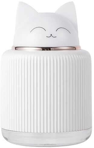 Cute Humidifier, Mini Desk Humidifier with 2 Mist Modes, 300ml Small USB Humidifiers with Night Light for Bedroom, Office, Desktop Mini for Desk Desktop