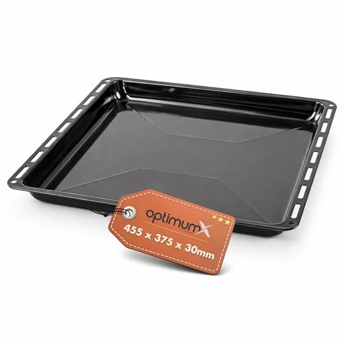 OptimumX 455x375x30mm Emailliert Backblech rechteckige Fettpfanne/Kuchenblech für Backofen, ideal zum Backen, Braten & Grillen