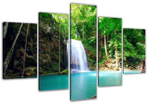 Visario 160 x 80 cm Bild auf Leinwand Wasserfall 5520-SCT deutsche Marke und Lager - Die Bilder/das Wandbild/der Kunstdruck ist fertig gerahmt