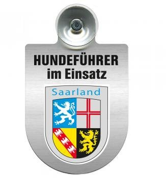 Einsatzschild Windschutzscheibe incl. Saugnapf - Hundeführer im Einsatz - 309381- Regionen nach Wahl Farbe Region Saarland