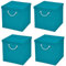 StickandShine 4er Set Türkis Faltbox 30 x 30 x 30 cm Aufbewahrungsbox faltbar mit Kordel und mit Deckel